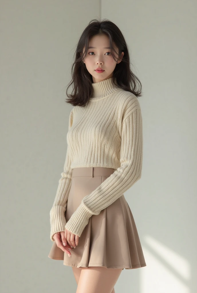 (Masterpiece:1.3), (8K, Photorealistic, Raw photography, Best Quality:1.4), (1girl), Beautiful face, Realistic face, (Detailed face), Beautiful hairstyle, (Detailed hair), Realistic eyes, (Detailed eyes), Beautiful details, Realistic skin, (Detailed skin), Beautiful skin, Attractive, Ultra high definition, A hyper-realistic, Very detailed, (medium breasts:0.5), Japanese beauty, (slim figure), (arafed image of a woman walking down a runway wearing a checkered skirt, issey miyake, junya watanabe, rick owens, a portrait of issey miyake, kazue kato, by Nina Hamnett, mingchen shen, yohji yamamoto, assymetrical, dressed with long fluent clothes, 2 0 2 0 fashion), cute young Japanese girl, pretty young Japanese girl, (dark gray gradation background)