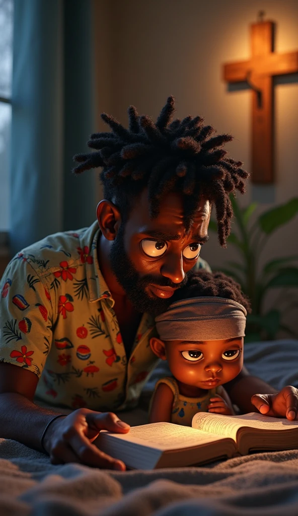 A fat black man faced baby in a apartment window baby play cage
