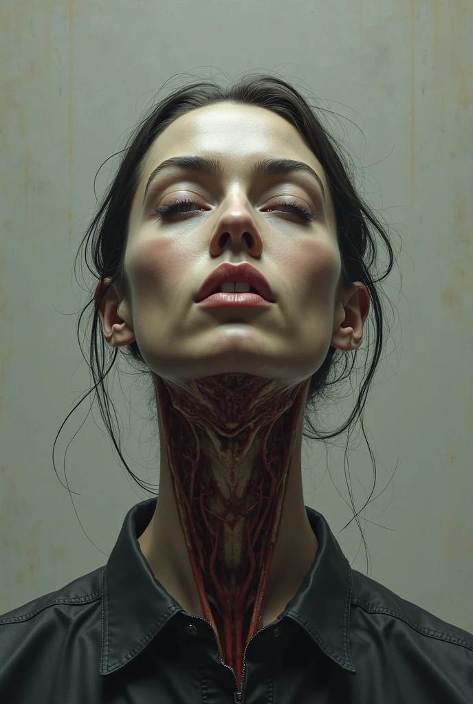 Dissected chest, showing lungs, ribcage, spine, screaming