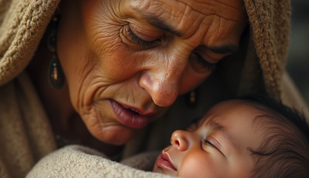 elderly woman face with wrinkles