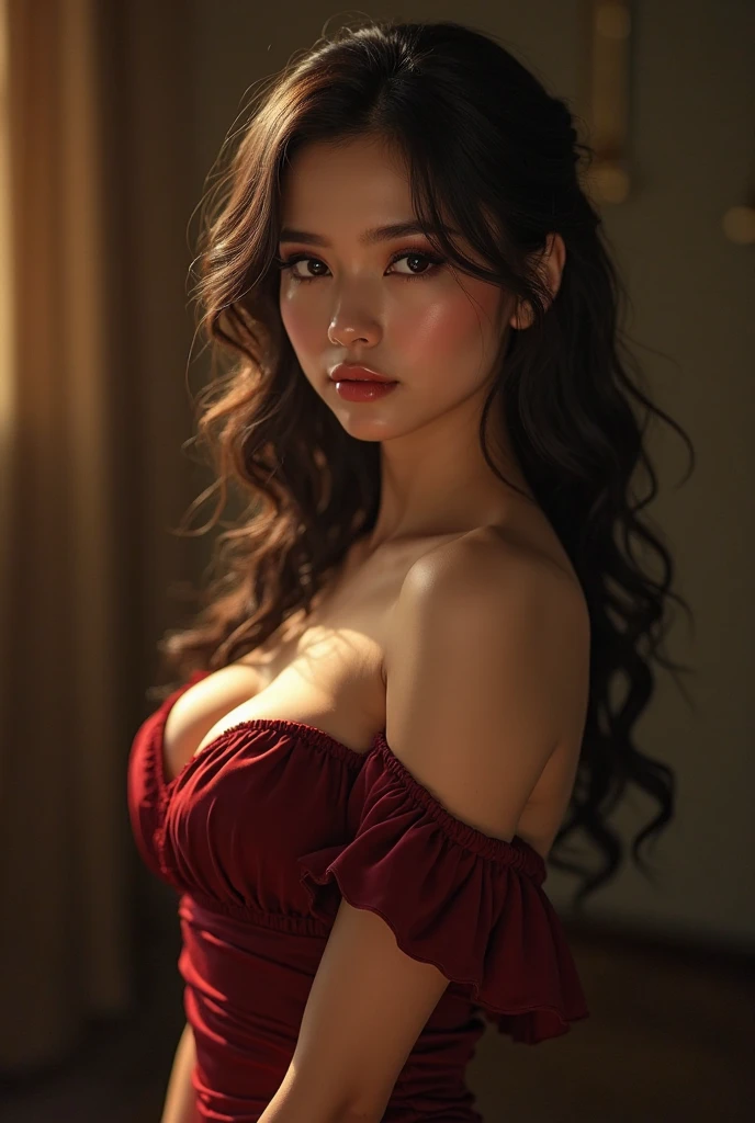 32K(tmasterpiece,k hd,hyper HD,32K)Long flowing dark red loose curls,Skinny Asian woman, dark red hair, in Las Vegas strip, with long dark red hair, high resolution, the detail, RAW photogr, Sharp Re, Nikon D850 Film Stock Photo by Jefferies Lee 4 Kodak Portra 400 Camera F1.6 shots, Rich colors, ultra-realistic vivid textures, Dramatic lighting, Unreal Engine Art Station Trend, cinestir 800