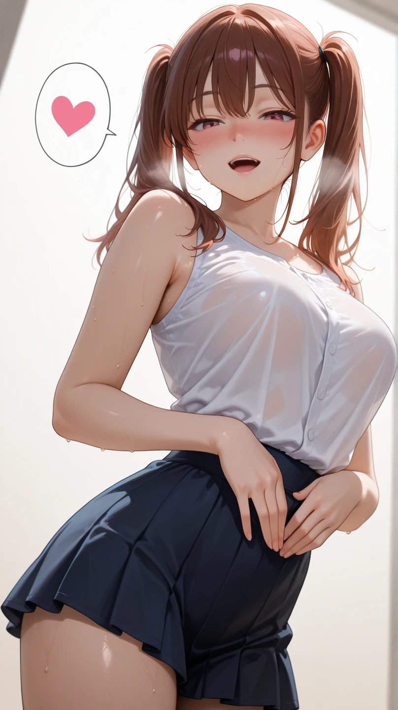 (Highest quality、Masterpiece、Very detailed、4K)、One Woman、smile、(Heattech)、Panties、Sweaty、shoulder、Beautiful armpits