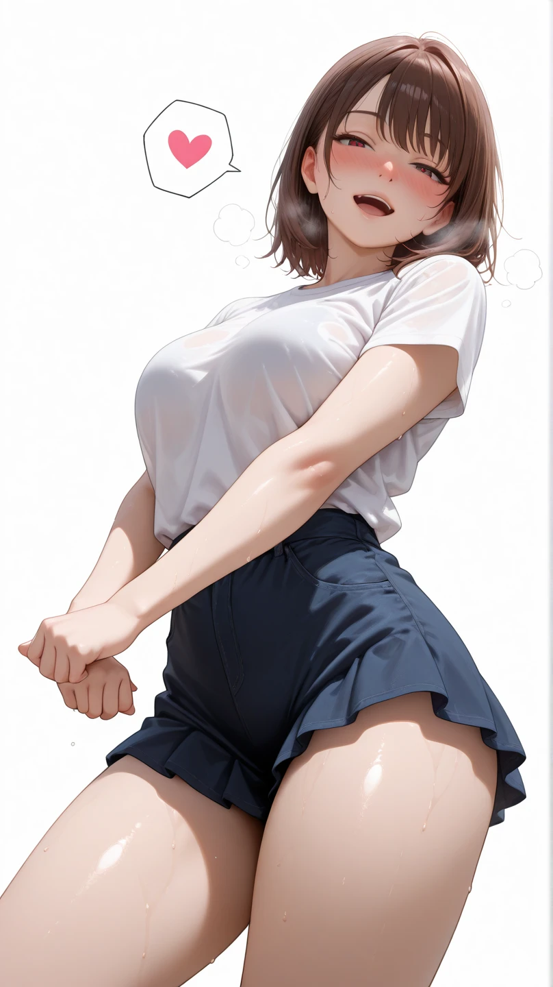 (masterpiece, best quality:1.2), Realistic, front shot, 1girl, kawaii, (super big breasts, micro waist, very long legs:1.3), Big Ass, Black hair, short bob hair, short height, scrawny and thin body, Light Skin, cute big eyes, cute thin face, Tight school blazer, miniskirt, pigeon-toed, wet and sweaty, big visible ribs, V sign, Trembling