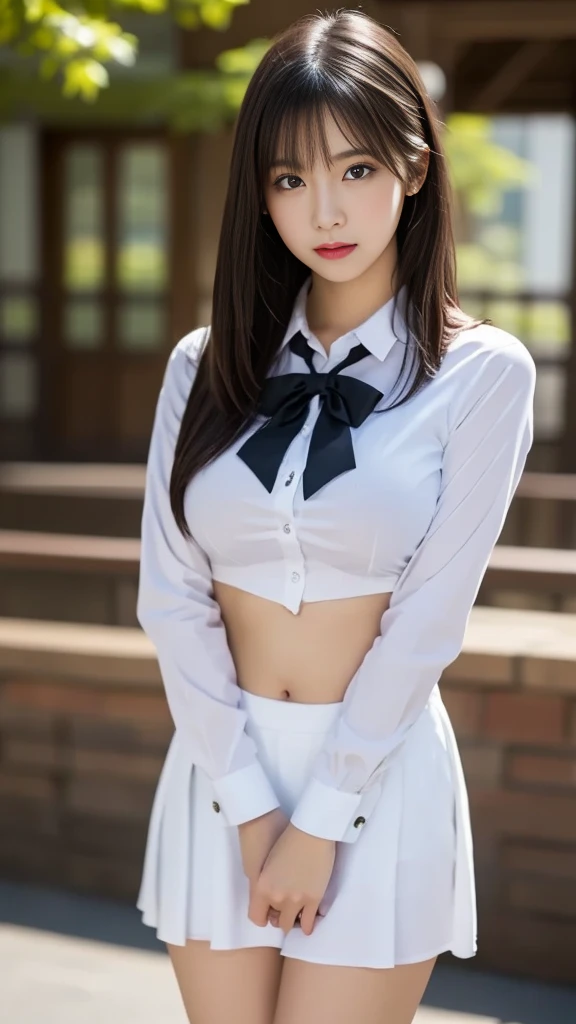 (Ultra realistic, high res), (ung girl), (extremely detailed beautiful face), Amazing face and eyes, (Best Quality:1.4), (Ultra-detailed), (extremely detailed CG unified 8k wallpaper), Highly detailed, High-definition raw color photos, Professional Photography, Realistic portrait, Amazing face and eyes, Pink eyes, (High School Uniform, Pleated mini-skirt:1.3), (High school uniform with wide open breasts), Mini skirt, Brown hair, Model, depth of fields, School, classroom, (crawl on all fours:1.1), (no panties:1.3), (((Bokeh))), depth of fields, (View from below:1.1),
