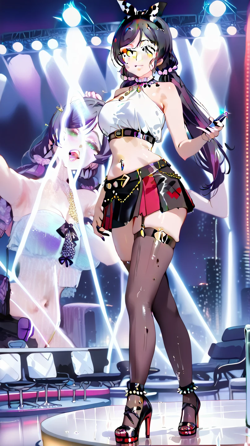 Zoom in to the excitement of a New Year's Eve countdown, where 3D numbers and symbols light up the night. Make this a visually engaging and dynamic celebration. enormous tits, (full body:1.5)