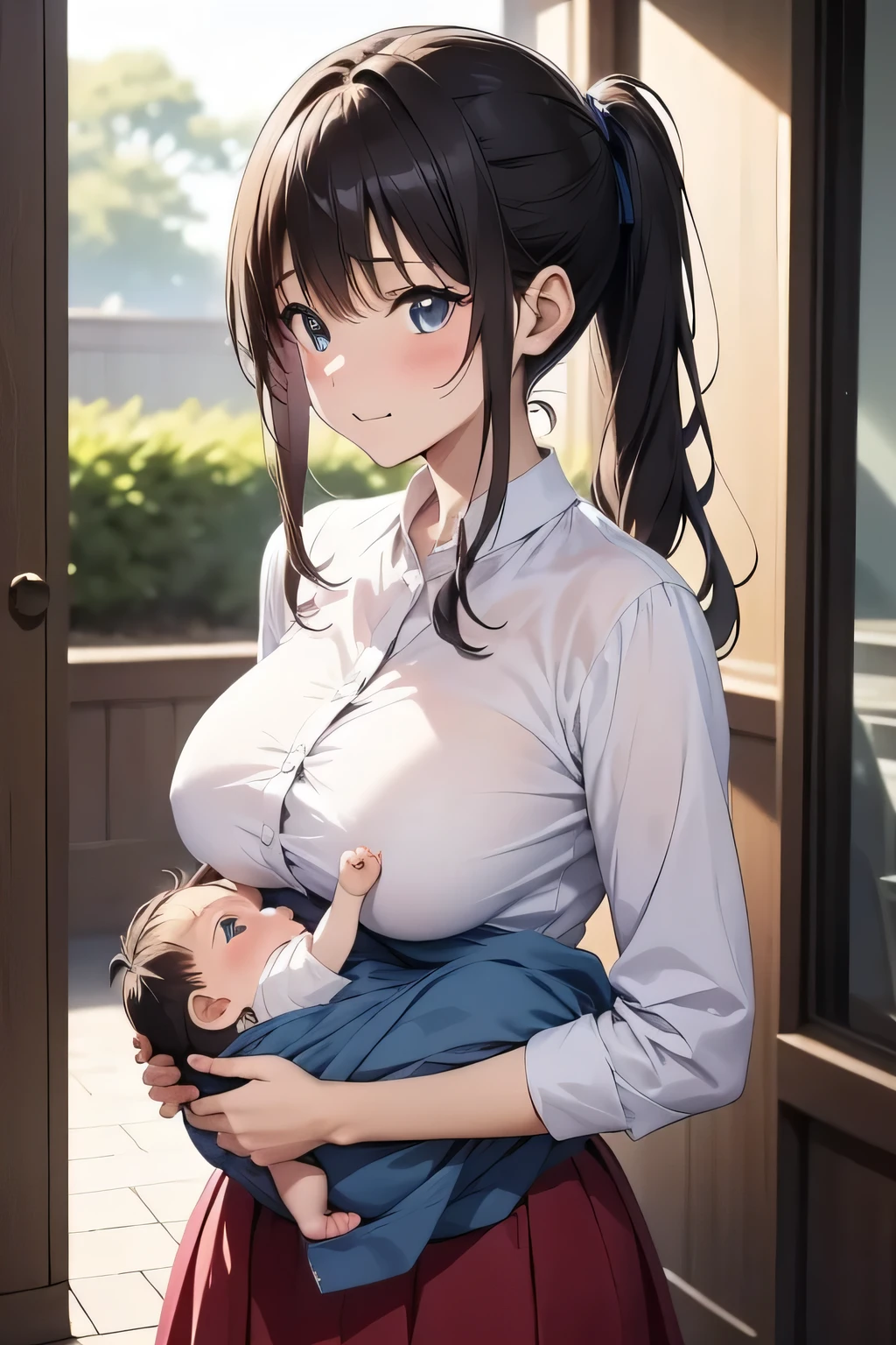 Wearing a blouse