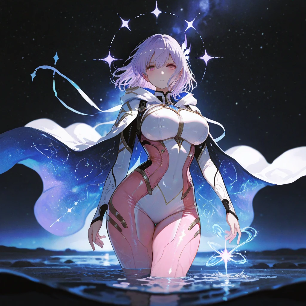 1girl, 18 year old female, Mash Kyrielight, Fate Grand/Order anime style, ultra realistic, high detail, sexy pose, sexy, beautiful, exposed skin, slender, exposed breast, breast, nipples, nude, nudity, moon, stars, absurdres, high res, ultrasharp, 8K, UHD, retina, masterpiece, accurate, anatomically correct, perfect anatomy, textured skin, super detail, high details, high quality, award winning, best quality, high res, looking at viewer, detailed eyes, four fingers and one thumb per hand, perfect hands, perfect finger, two arms only, pink hair, purple eyes, full body, no clothes, revealing