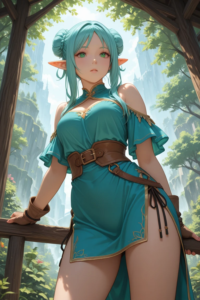 Highest quality, masterpiece, Ultra-high resolution, female、Big Breasts、Elf、forest guardian、Archer、Warlike、is happening、Cold look、美female
