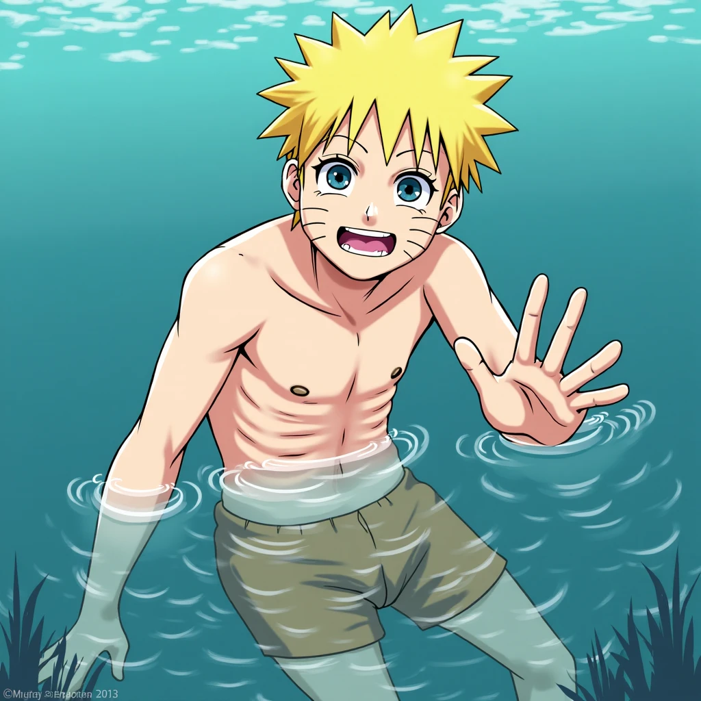 Little naruto, swimsuit, underwear, white brief, bathtub