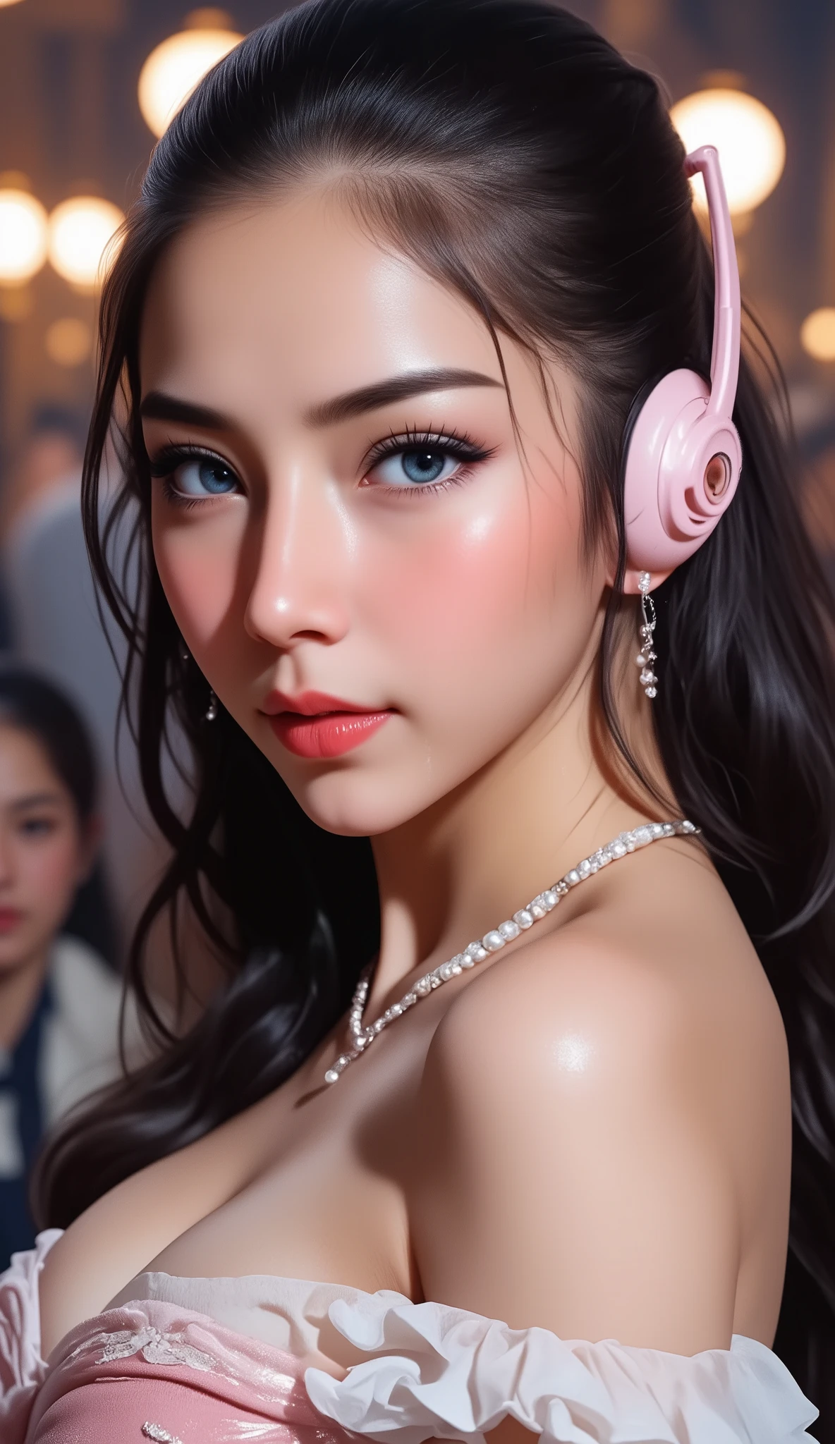 3DCG, Cute latin beauty idols, Cute latin beauty idols, open mouth, mouth drool, open mouth, drooling, heavy breathing, tongues, tongue out, r18, jk,, A striking closeup portrait of a beautiful 18 year old european woman adorned with large, almond shaped light blue eyes and winged eyeliner, long elaborately styled Black hair, she bares flawless porcelain skin. modest pearl earrings, delicate pearl necklace. Her face is seductive with dark dramatic, eyeshadow, light powder makeup, wet red lips, highlighting her sharp features and giving her an intense, enchanting aura of seduction and lust. slim bare shoulders, bare shoulders, cum drools as she gets splattered with more, squirted with kefir, kefir is flowing from her mouth, her face is squirted with kefir, kefir drops on her lips, kefir drops on her chin, kefir drops on her nose, kefir drops on her chest, kefir drops on her hips, (XLabs F.1 Realism LoRA V1), Live-Action, Real, a cute young girl, beautiful Reflective eyes, beautiful detailed lips, extremely Delicate eyes and face, long eyelashes, sensual facial expression, mouth open, (8K HDR masterpiece), Super-detailed textures, NOGIZAKA Face variations, {Platinum Blond|Liquid hair}, Professional photo,face as she orgasms from sexual gratification,Mouth open Facial expressions are,She wants to lick your dick, white milk In mouth, { (from Directly Above) | No Cartoon }., What if Kristina Pimenova (a very beautiful girl) had been a latin idol in her hood? The whole world would agree that she was cute, intricate detailed idol costume, intricate detailed Short white and pink ruffled dress, white knee-highs, Ruffled bangles, ruffled arm rings, scarf, gloves, Headset with pink microphone, In a concert hall, Luxurious staging, professional lighting, high contrast, high saturation.,Natalie R.,Immeasurable Beauty Girl,Angelic Beauty,Attractive Girl,Pretty Girl,Cute Girl,Kawaii Girl,Sensual Girl,Sexy Girl,Hot Girl,luxury style,1girl
