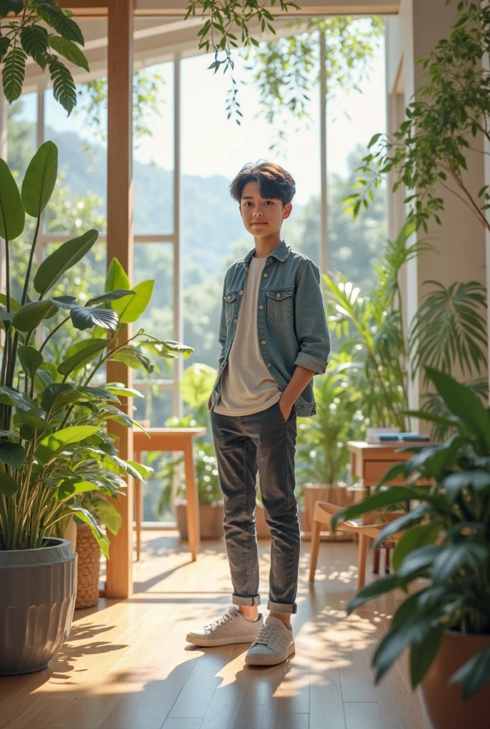 (best quality,4k,highres,masterpiece:1.2),ultra-detailed,realistic, a young boy standing by the door with a hopeful expression, eagerly waiting for his father, dimly lit room, warm color tones, bright sunlight gently streaming through the window, casting soft shadows on the floor, dusty old wooden door with peeling paint, boy wearing a worn-out striped shirt, messy hair, shiny eyes filled with anticipation, nostalgic atmosphere, heavy rain pouring outside, raindrops slowly sliding down the window, creating a blurred effect, father's silhouette seen through the frosted glass, boy's fingers slightly touching the glass, reflecting his longing, scattered toys on the floor, a teddy bear tightly held in the boy's arm, signifying his comfort and companionship, the sound of a ticking clock in the background, emphasizing the passage of time, a hint of a smile on the boy's lips, symbolizing his unwavering hope.