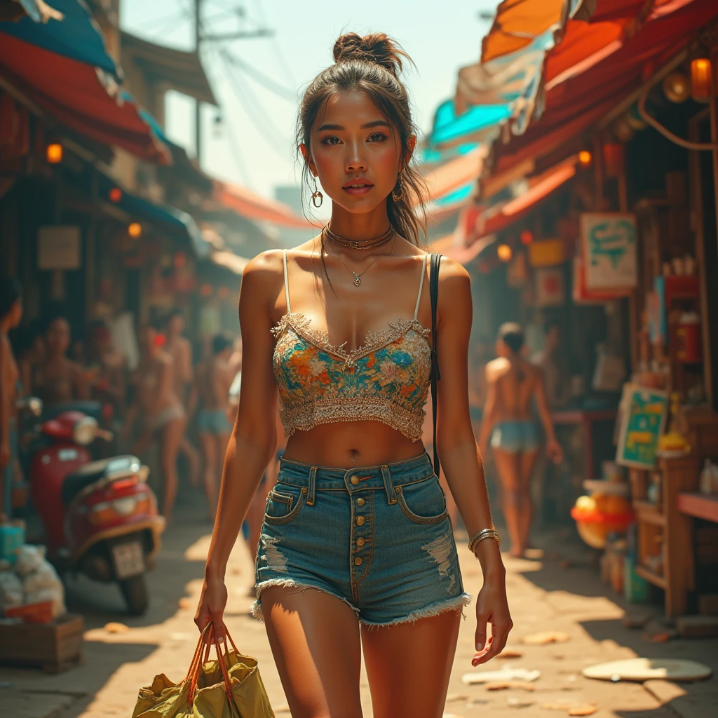 An Korean girl wear ?????? go to Indian homeless slum