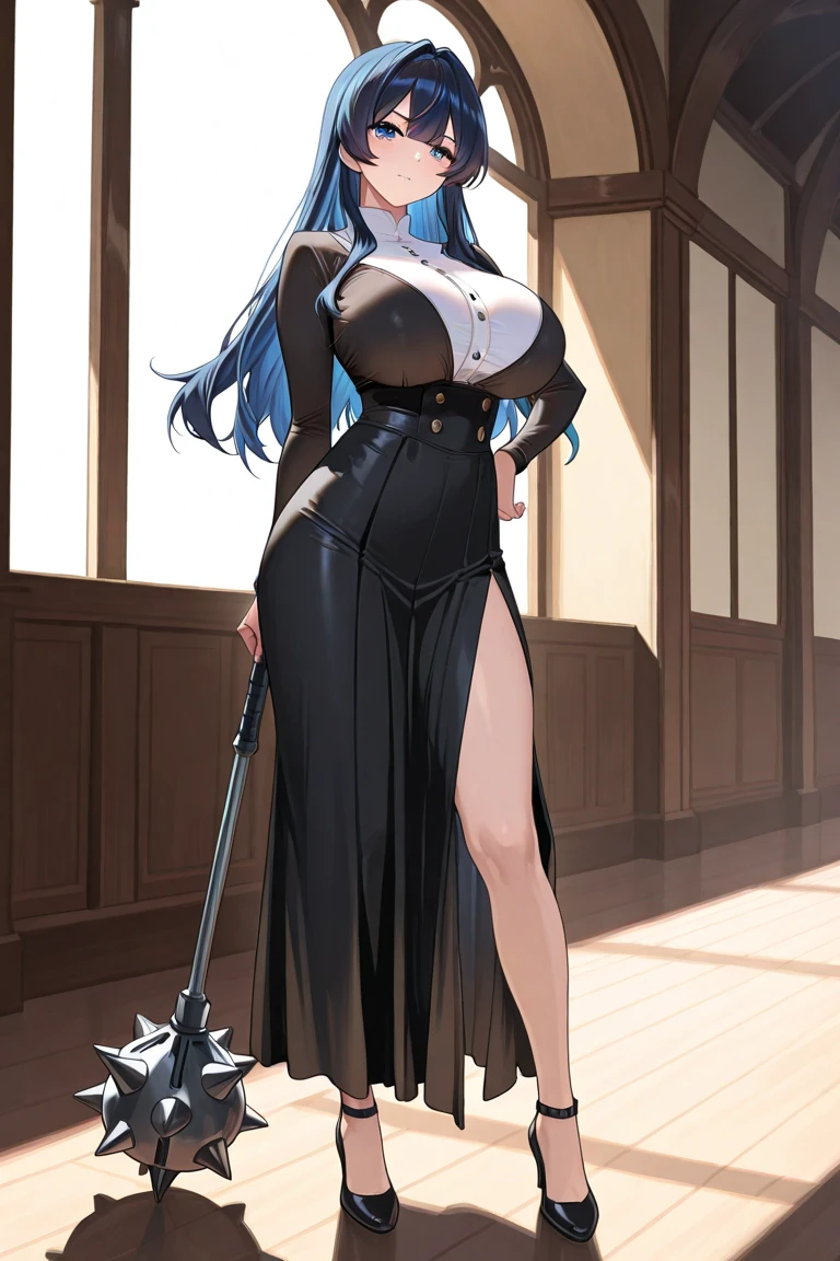 masterpiece, best quality, large breasts, 
<lora:himemushimomoyo:1>,
1girl, long hair, breasts, jewelry, solo, large breasts, pickaxe, grey eyes, holding, full body, bandages, grey hair, bandaged leg, very long hair, ahoge, necklace, ring, navel, vest, skirt, standing, adapted costume, stomach, white background, bare shoulders, revealing clothes, cleavage, barefoot, bangs, shirt, leg ribbon, earrings, collarbone, ribbon