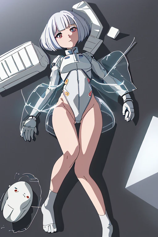 (full-body photo:1.5), (standing/looking at the viewer:1,5), (one/woman/mechanical:1.5), (extremely large breasts:1.5), (all mechanical body:1.5), (with bionic armor:1.5), white with black gears, (she is inside a spaceship near the window seeing outer space:1.5), (she has very short purple straight hair:1.3), (blue eyes:1.3), (groaning:1.5), (blush:1.5), (exhibitionist pose:2), (anime style, Anime, 16k, high quality, textured leather, UHD, award-winning)