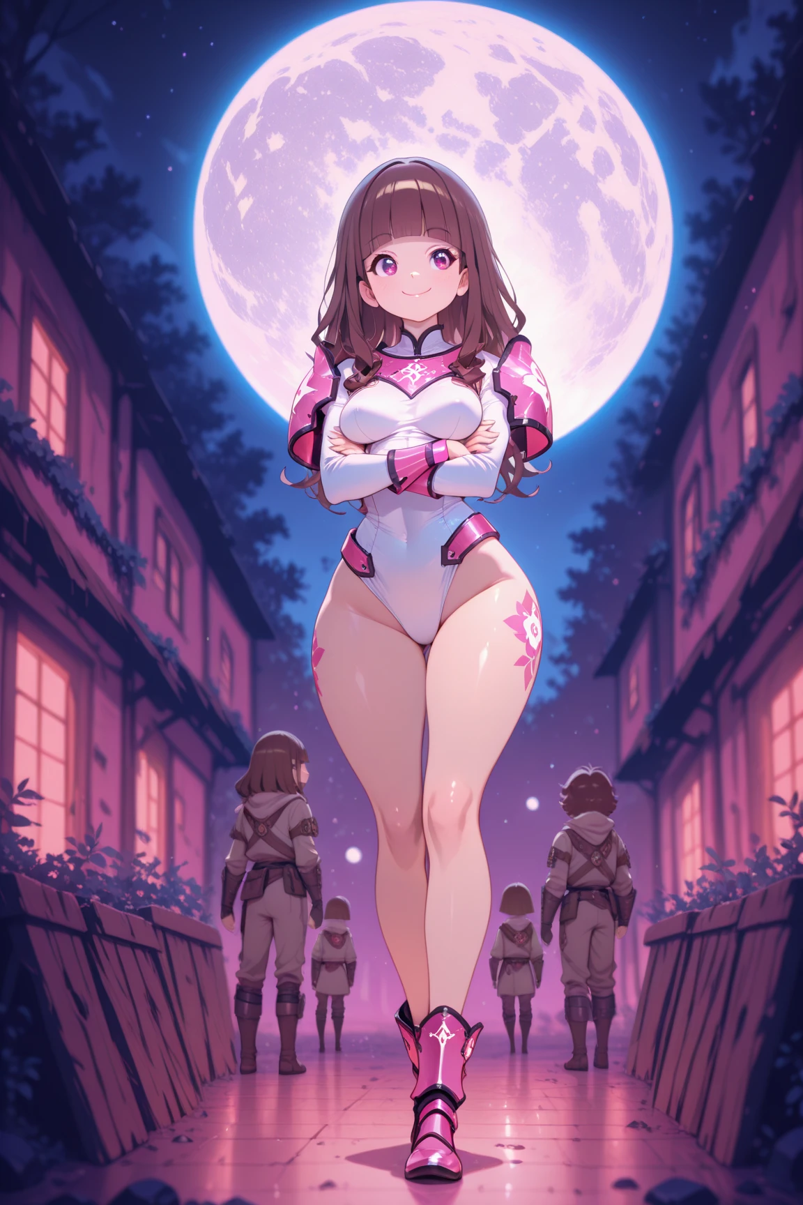 Sleeping, neat school swimsuit, thick eyebrows, leather backpack, (stuffed rabbit: 1.1), (dark skin: 1.3), black gloves, brown skin, movie lighting, small, beautiful light pink hair, (masterpiece), ((highest quality)), (super detailed), glossy skin, full body anime girl, solo, clean and detailed anime face, high resolution anime eyes, five fingers, Textile shading, perfect human structure, perfect anatomy,