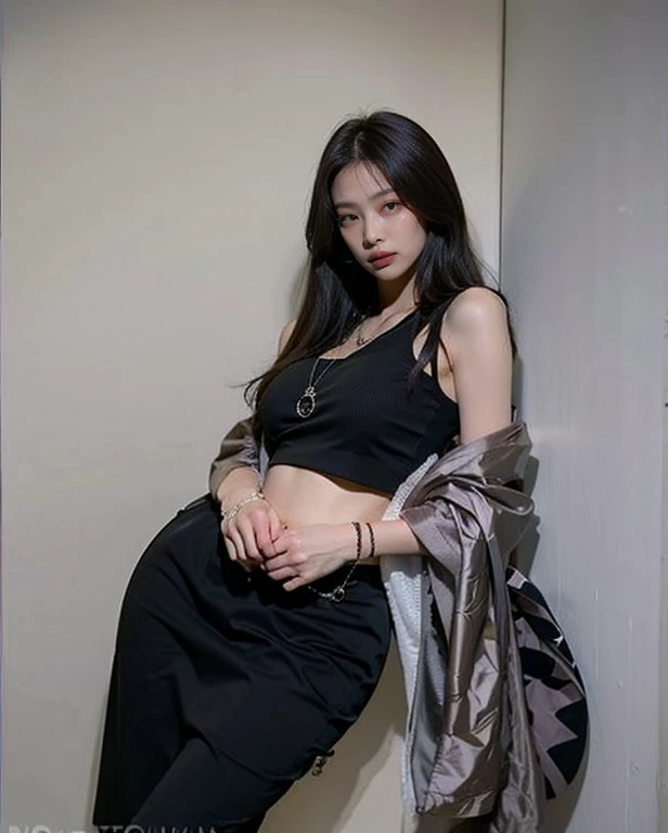 Araffe Asian woman with long black hair and a gray and black blouse, heonhwa choe, Seseon Yoon, Tae June Kim, Lee Ji-eun, Lee Ji-eun, Jaeyeon Nam, Jinyoung Shin, Gongbi, kwak ji jovem, Parque Ji-min, Korean female fashion model, jiyun chae