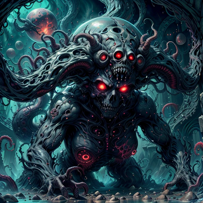 (best quality,4k,8k,highres,masterpiece:1.2),ultra-detailed,(realistic,photorealistic,photo-realistic:1.37),eldritch eye monster,(a floating sphere glowing eye), lots of tentacles, HP.lovecraft style, eerie atmosphere, ancient horror, dark, mysterious, twisted beings, ominous, cosmic horror, otherworldly, surreal, eldritch entities, grotesque, disturbing, inscrutable, tentacle-covered, abyssal depth, macabre, unearthly presence, supernatural, spectral, indescribable horror, haunting, nightmare-inducing, ethereal light, arcane symbols, eldritch essence, eerie glow, monstrous proportions, shifting shadows, eldritch abomination, tentacle tendrils, unknowable secrets, madness-inducing gaze