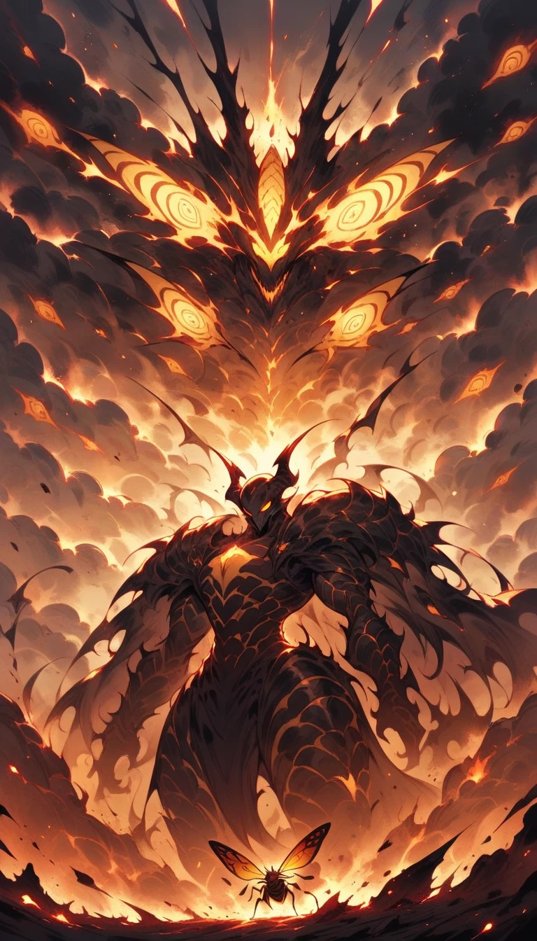 adult male fantasy god, human appearance, elegant but impish features, devilish smile, gold eyes, short messy brown hair, slender build, agile, holding two daggers made of light, intricate but minimal iridescent armor, 8K, fantasy heaven realm in background
