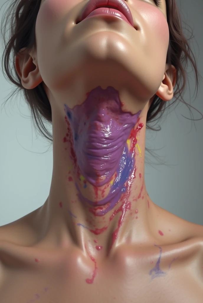 Purple bite mark on the back of the neck