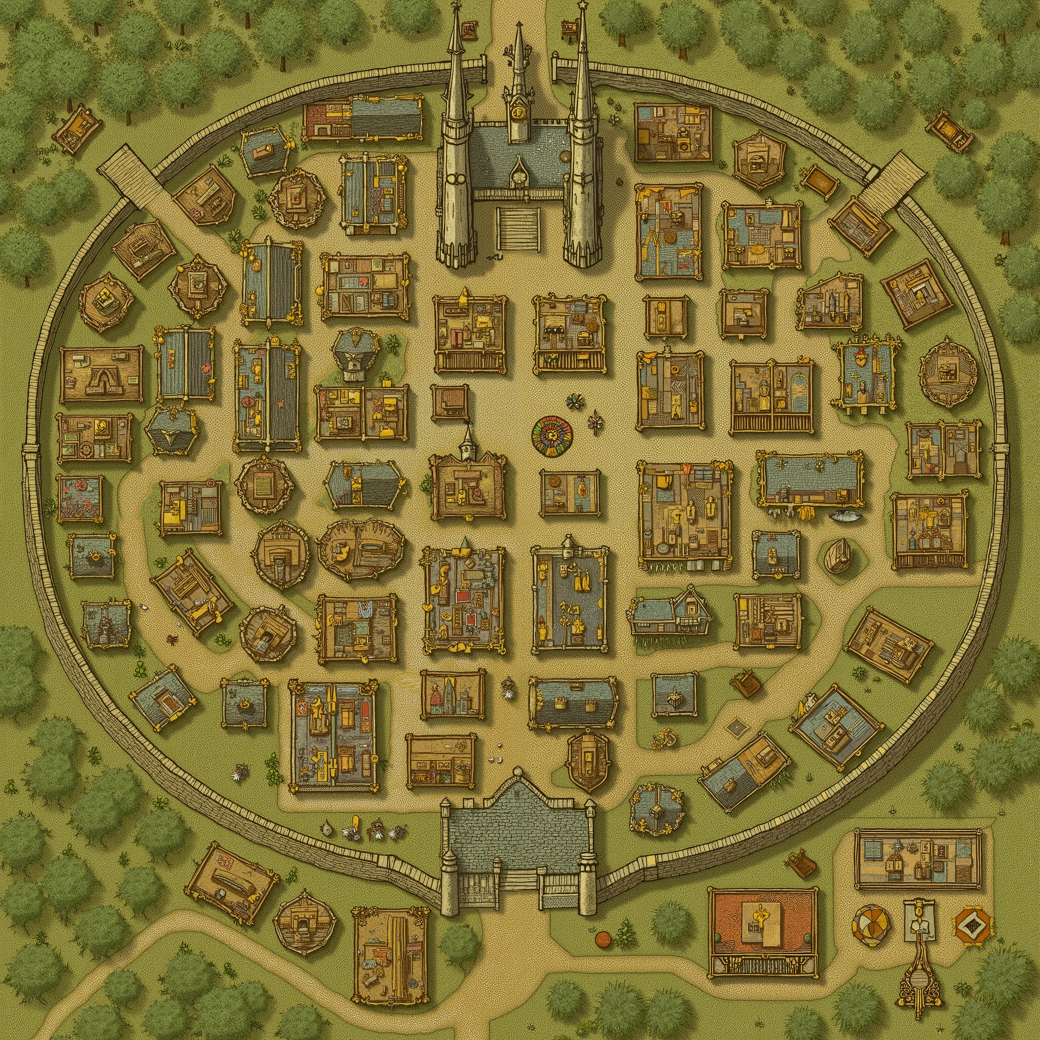 Callendoor city map, medieval fantasy
