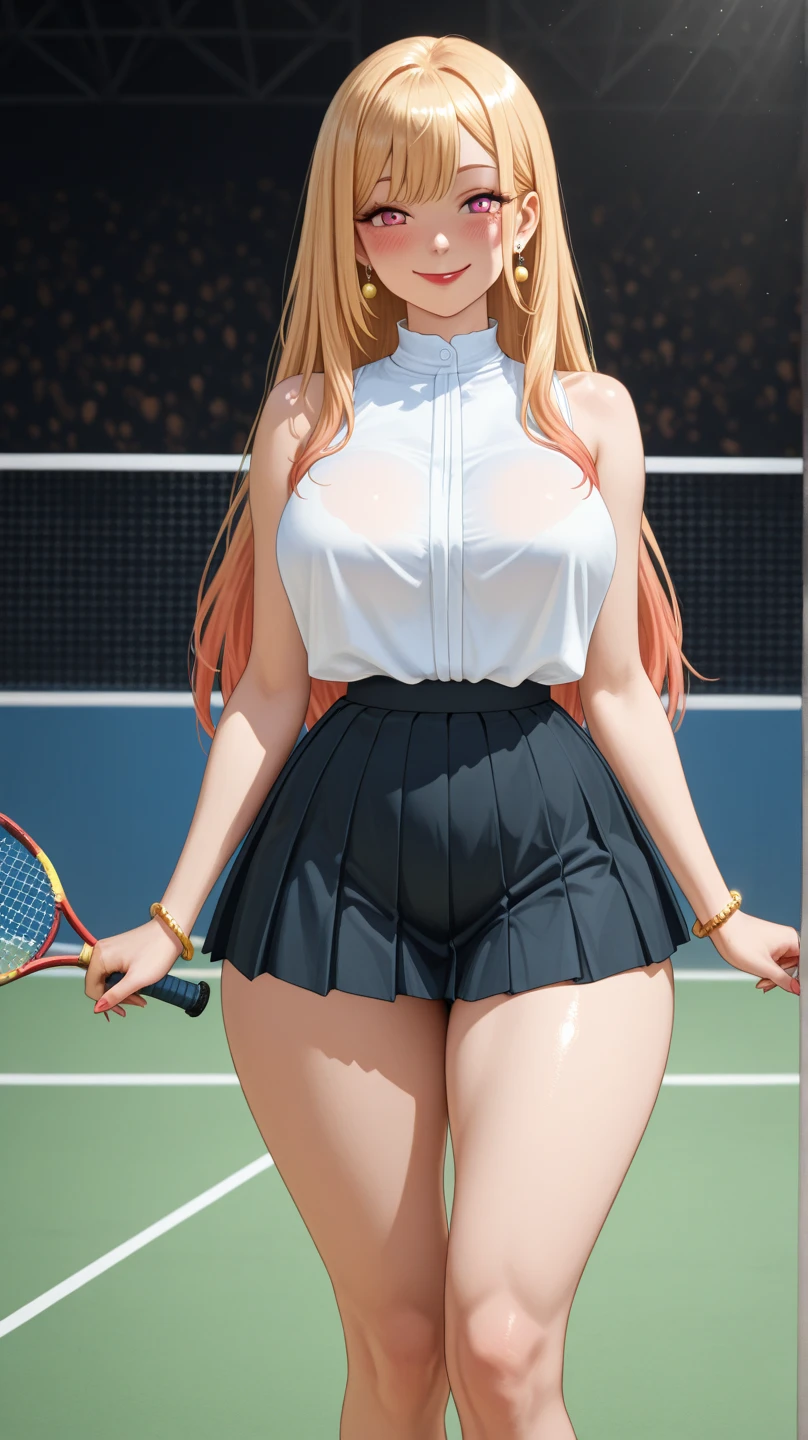 Ultra HD、Ultra high definition、Noise Reduction、perfection、Image quality adjustment、Balance Changes、Optimal Lighting、girl、((Tennis Player、Tennis Wear、racket、Tennis court、Panty shot、Skirt flip))、Camel Toe、Giant tit、Nipple Puffs、Cleavage、Plump、Super big breasts、Super big butt、Bubble butt、((Show me your ass、Super big butt:1.3))、The cutest in the world、Sexy and cute、Embarrassing、Eyes on my butt、My butt is hot、Masturbation、、Super sensitivity、Super sensitive body、Drip a large amount of love juice、Drooling a lot、大量のSweat、Open your mouth wide、Sticking out a long tongue、Ecstasy、Overflowing body fluids、Squirting、Peeing、Breast milk、、(Bukkake、semen、Sweat:1.2)、Earrings、Earrings、necklace、Thick lips、Heterochromia、Bracelet、Caster wheel、first round、Hair Charm、Lip gloss、Long False Eyelashes、Ahoge、Grand Slam、Tennis ball、Absolutely invincible