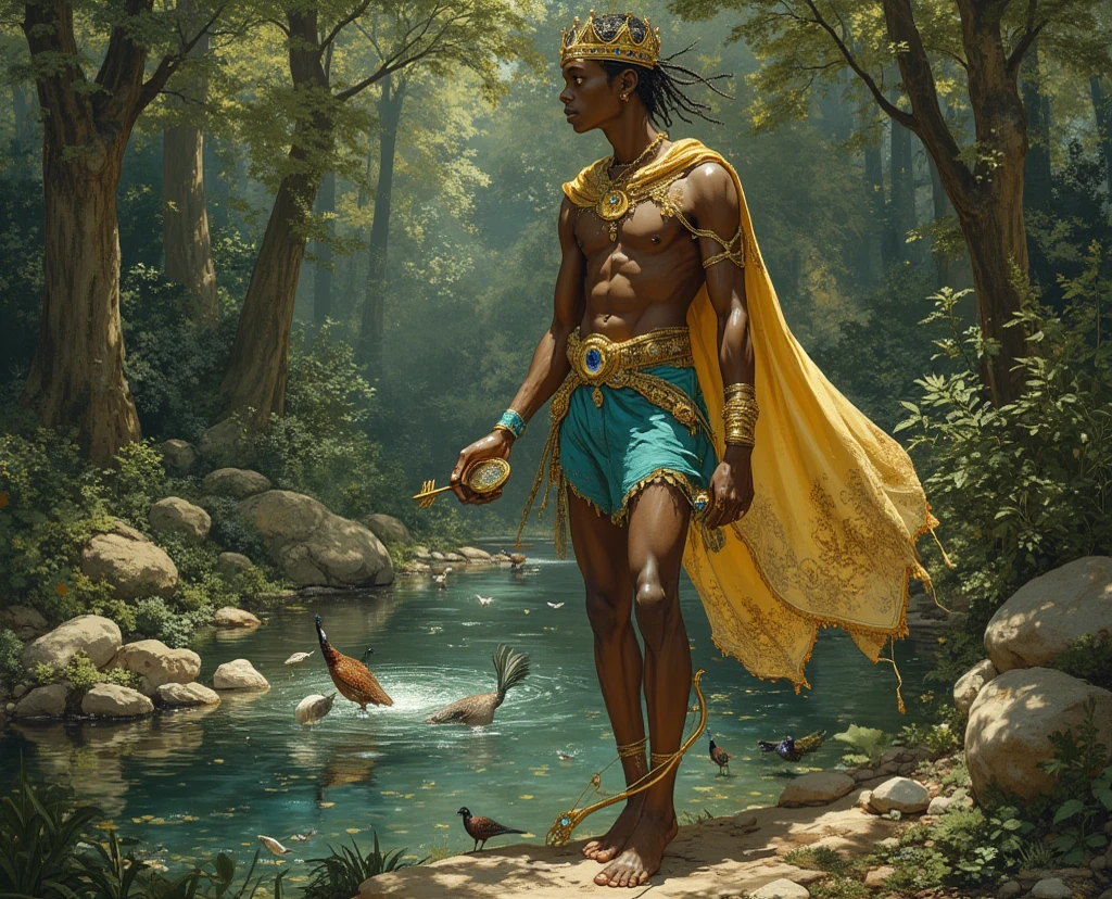 ((Mature male)), merfolk,((Solo)), ((The upper body is a human and the lower body is a fish)),The body of the fish replaces the legs,(((Wheat-colored skin))),(Blue-green scales),(Finned ears),Slag,musculous,vast pecs,Broad shoulders,Thick-breasted,((Bare upper body)),Gold crotch,Huge crotch bulge,Smooth skin,Glowing skin,glowing light eyes,((tiara studded with gemstones)),brown hair,Layered flowing short hair,King of mermaids,the god of the sea,(holding trident),Majestic expression,High- sharpness,High picture quality,tmasterpiece,Movie lighting,Skin with a real texture,hyperrealistic photo,Fantasy style,((full bodyesbian,in a panoramic view)),Underwater shooting,Background with:ocean floor,Surrounded by colorful fish,colorful coral,Colorful background,intricately details,Rich background