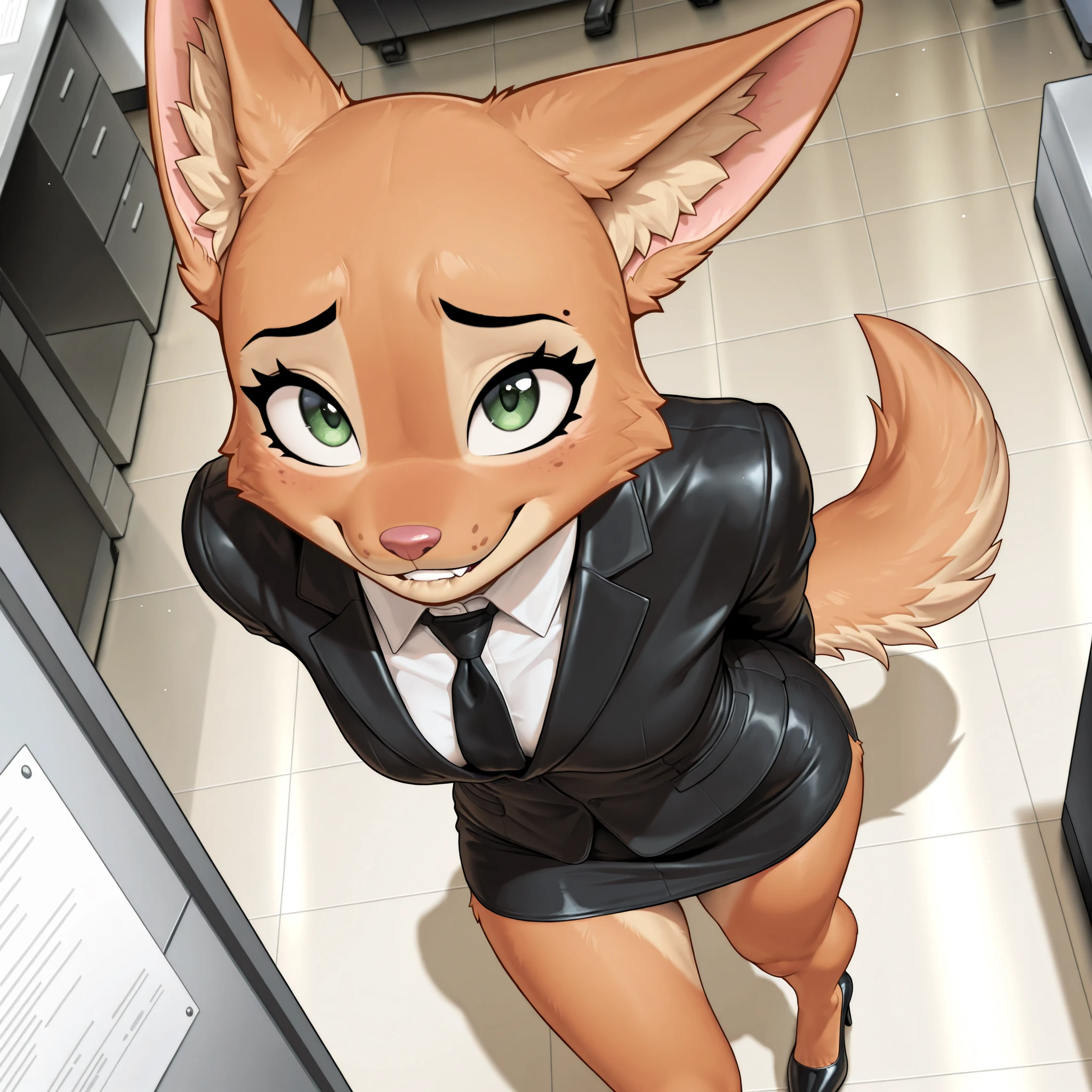 female, (Detailed face), (solo:1.1), [(thin:1.1) : small petite : (ivy pepper):4], (Detailed face), (more details, detailed background:1.1), (tail:1.1), smile, holding a penis in hand, satin skirt suit, pinstripe suit and tie, (((three-piece suit))), ((suit jacket with waistcoat)), silk dress shirt, shirt and tie, striped necktie, (((blazer))), (((suit jacket))), (((open jacket))), ((waistcoat)), (((bodycon miniskirt))), pencil skirt, tights, (((pocket square))), (((tie clip))), (((cufflinks))), (((tail))), makeup, eyeshadow, shiny eyeshadow, bedroom eyes, kneeling, (((bukkake))), (((cum on face))), facial, running makeup , cum covered face, aroused, servicing male, holding , sticky, blushing , aroused, covered in cum, messy, multiple men, high heels, pleasure face, touching face, hand on face