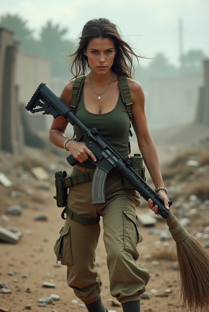 badass girl, heavy weapon