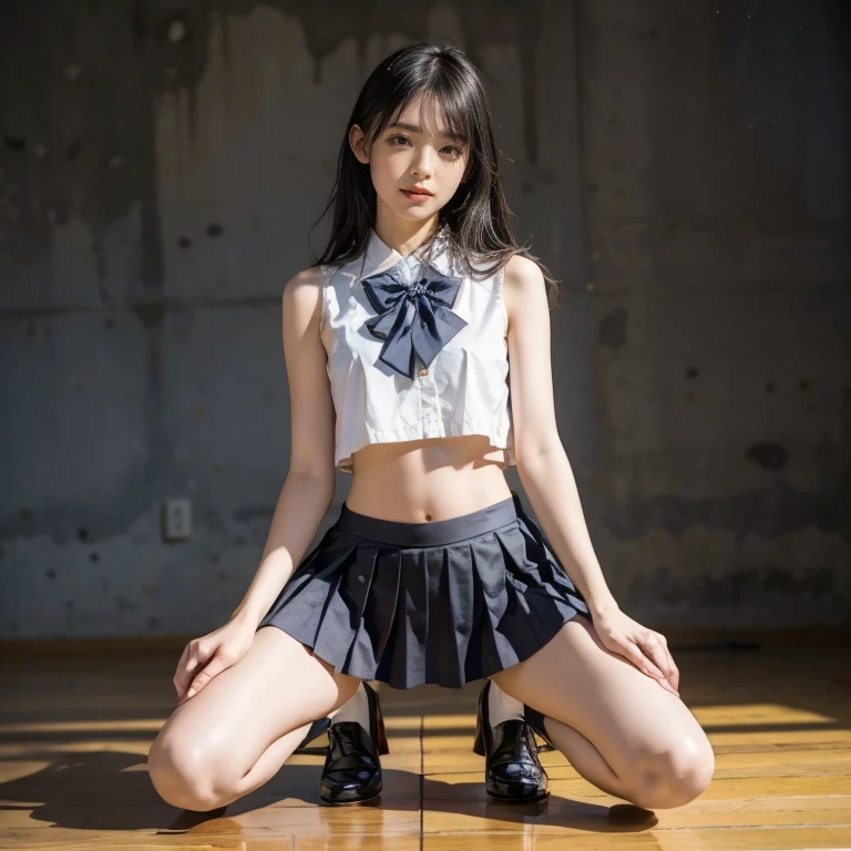 (32K, HDR, High resolution), ((((Full body photo,Raw photo, Hyperrealism, masterpiece, highest quality, ultra High resolution)))), (Pin Light, Backlight,Cinematic Light),(((Schoolgirl uniform,Mature Woman,mini skirt,A strong wind from below flips up my skirt,Dynamic pose))),(Hyper Detail, finely), ((Bit into your,Pussy in full view,Shooting from directly below:1.3)),Slender Style,Huge breasts,Very heavy chest,(Korean Idol,A detailed face:1.3),Beautiful Goddess,Archaic Smile,A kind smile,A provocative smile,Small, plump lips, Straight and cute nose, A little redness on the cheekbones,Long and beautiful eyelashes,Beautiful Face,Narrow waist,Perfect Style