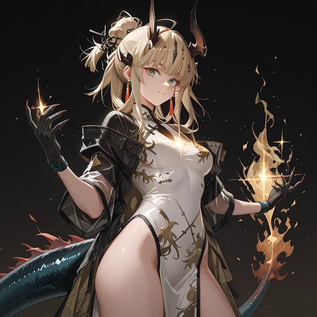 oni girl, anime style, Oni mask, goddess of the solar system, Jupiter, fan, high detail, ocher, silver, brown, beige stripes, neon, cyberpunk, huge glowing eyes, brown hair, hyper-detailed facial features, full-length, curvy bust,