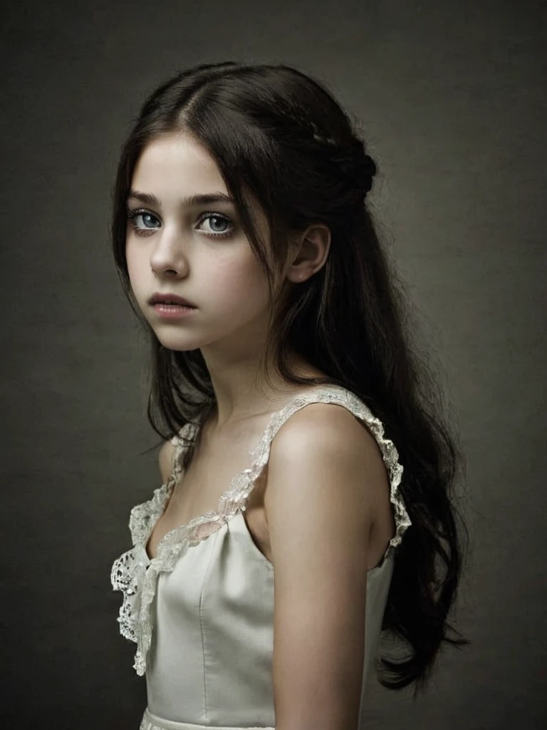 Best quality, Masterpiece, high resolution, Original, highly detailed wallpaper, Beauty,、dress, 、teens girl、Real Human、Authentic、blond、Old photos、Angry、irate、bit girl、Angry face、Angry、British retro style、British 19th century、Anger、scowl