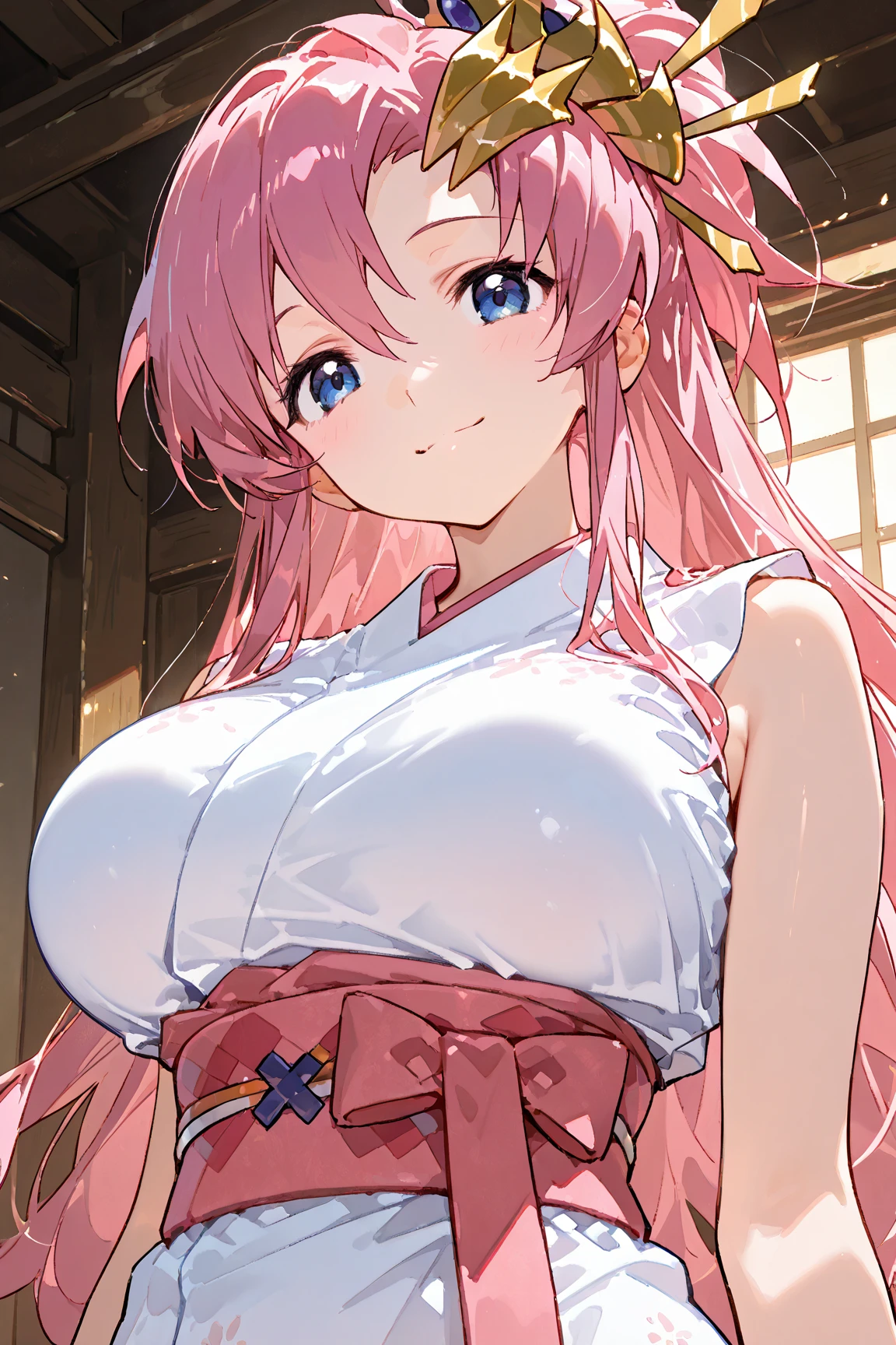 masterpiece、highest quality、Very detailed、Photograph the upper body、1 female、(Put your arms behind your back:1.4)、Are standing、Turn your body forward、View your viewers、(Hanfu)、break,blush、shy、Pink Hair、Open your mouth、Chinese restaurant、Big Breasts、
