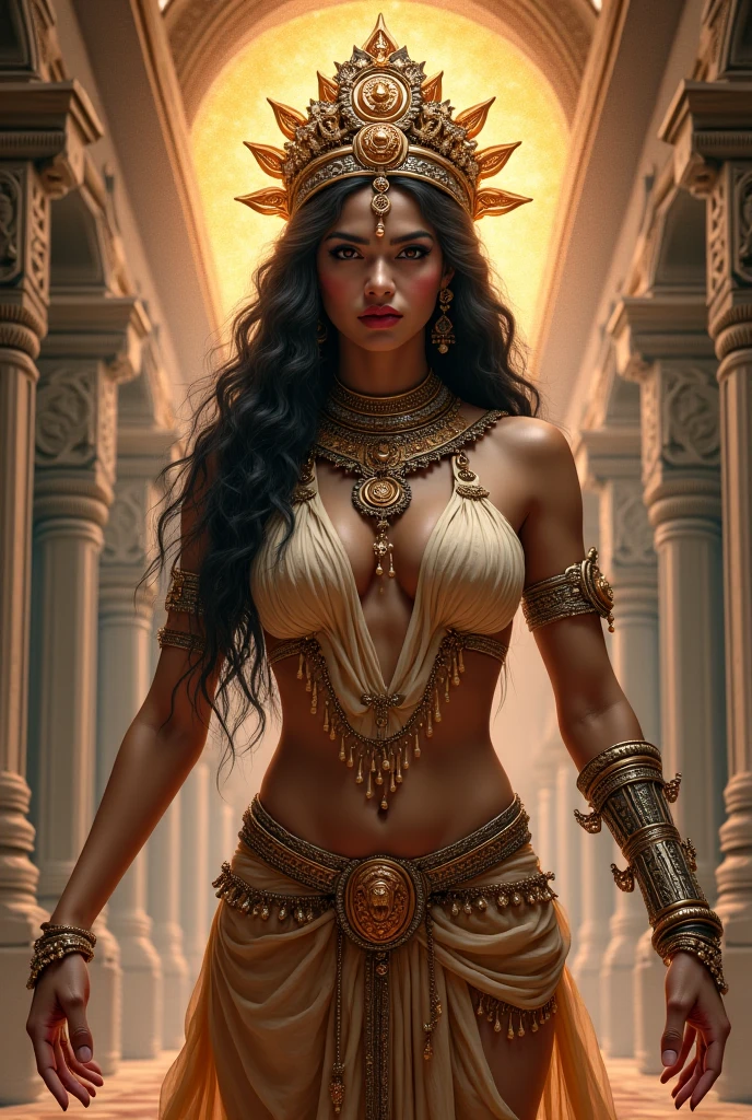 Indian lady with goddess figure in nude with strong body
