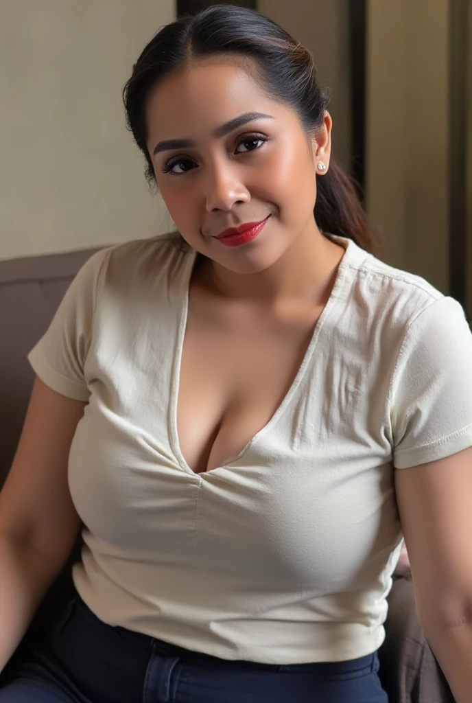 " 2woman, 35 Years Old, Indonesian nude body , Lesbian Scene, Tank Top, big , full body, Curvy body, sharing Passionate hug and eating pussy