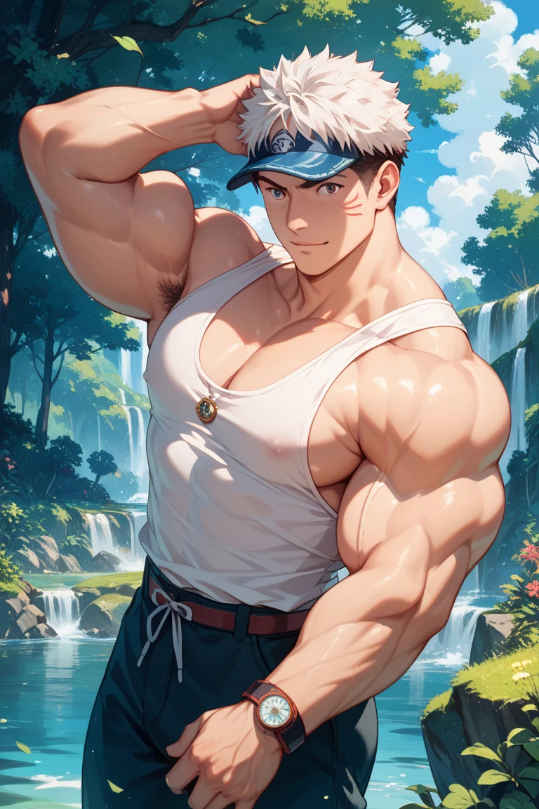 an old white man, cabelo curto e branco, corpo musculoso, ninja, quimono vermelho, manto de pelo branco, de frente para o telespectador, charuto na boca, inspirado no personagem smoke de one piece