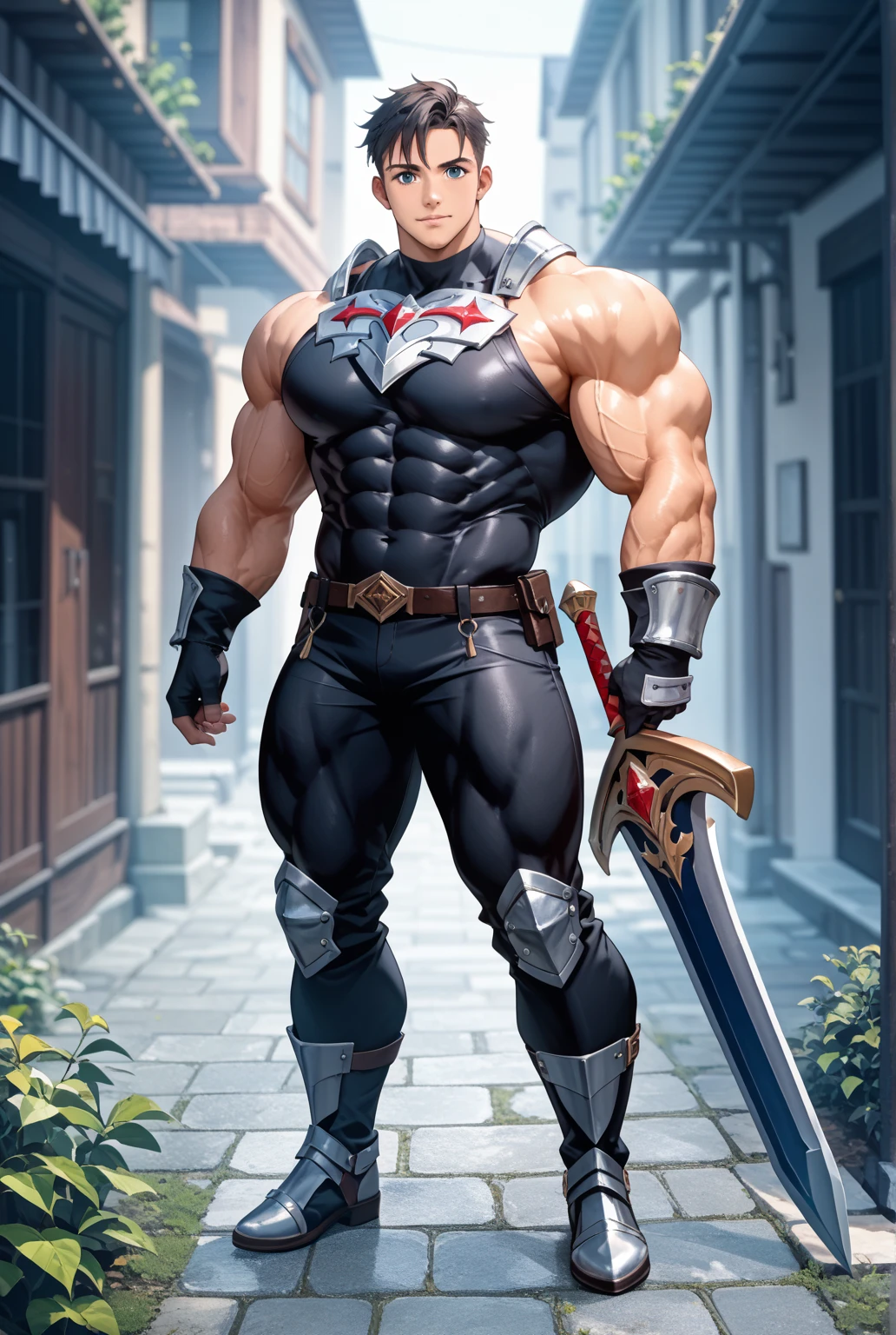A tall muscular boy , Naked , Legs spread , (The whole body of the character),impact , Sweaty , Wet , Seductive , Bigboobs , large bulge , big balls ,, From the knees , big assa,mechs,punky style