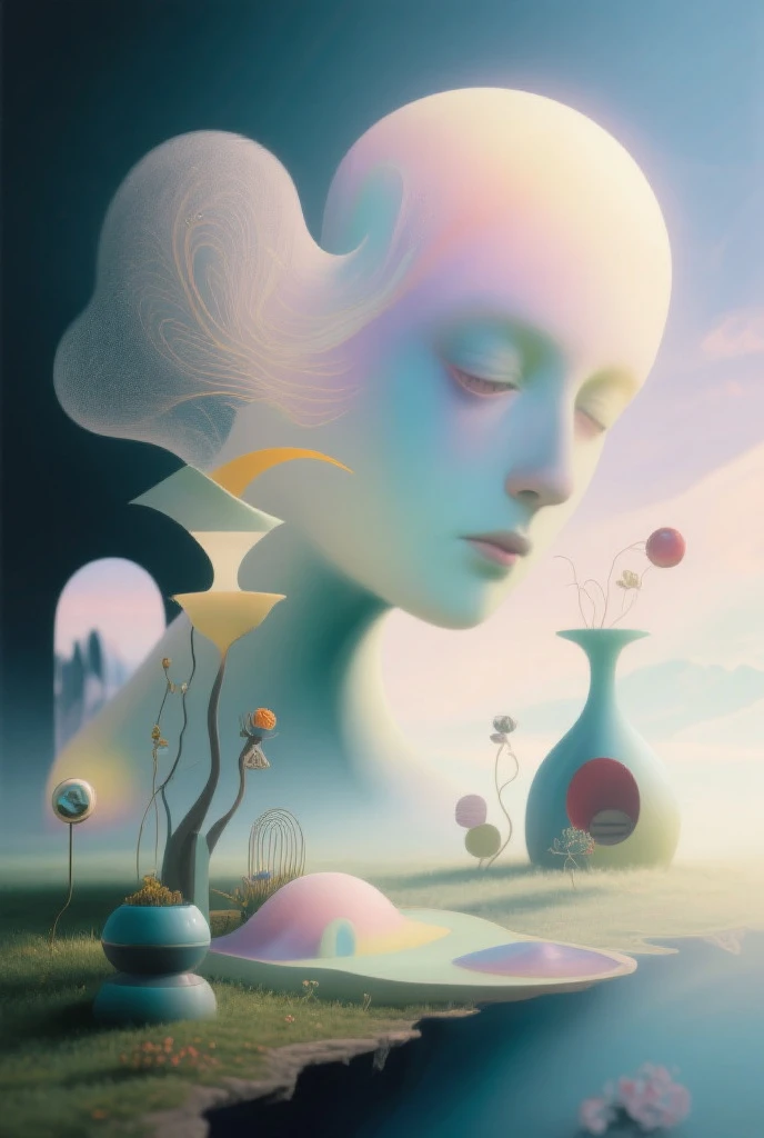 futuristic world: 1.5, surrealism, impressionism, art inspired by Dave mckean
