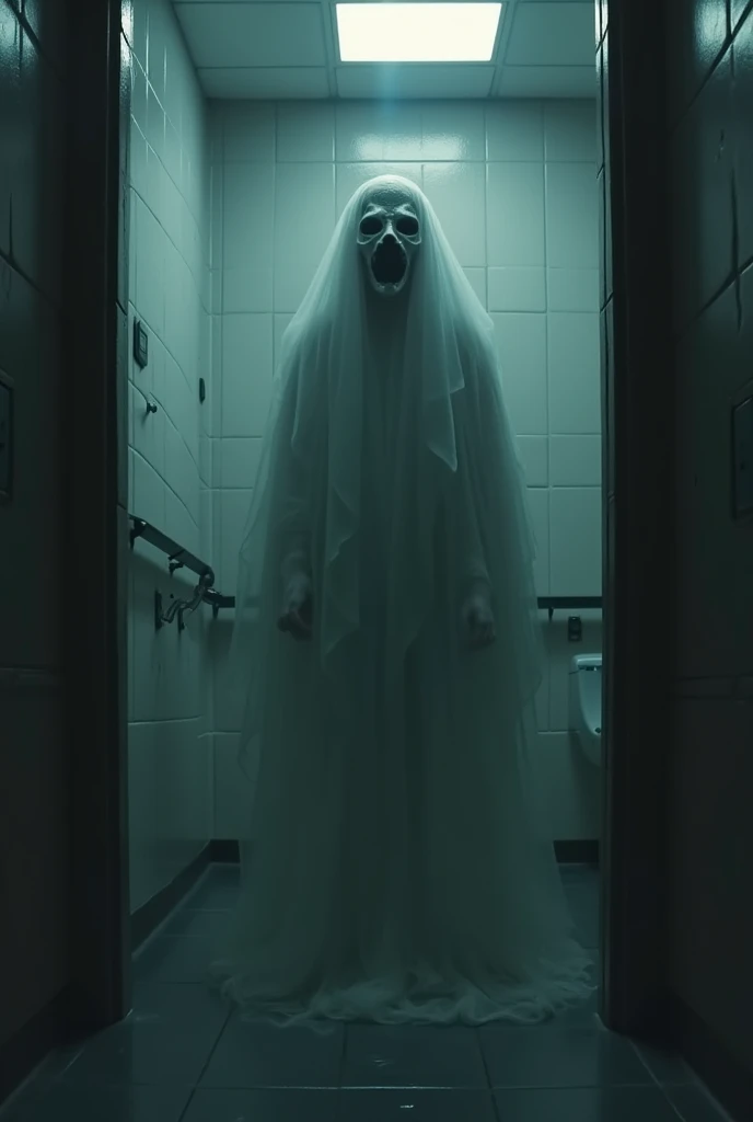 Night room, dark room, completely darkened room, sepia, grainy, eerie environment. Creepypasta is a scary demon with a scary smile. A creepy look from the shadows.
