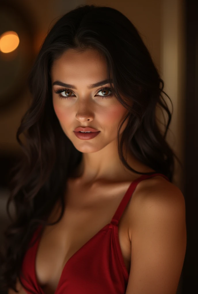 (Selena Gomez)),(photographier:1.2 of a beautiful girl) en lingerie, (Mexicain:1.2), (beau visage:1.1), (belle:1.1), (jeune:1.1), (Corps de sablier:1.1), (sexy:1.1), ((full body)) (chaud:1.2), Selena Gomez pose in sexy lingerie,beautiful detailed eyes,beautiful detailed lips,Ultra detailded,longs cils,Golden glow,Bokeh,softlighting,Couleurs vives,Peinture ultra-fine,Realstic,photographierrRealstic:1.37,High resolutions,masterpiece:1.2,Toile de fond de chambre luxuriante,pose sensuelle,composition frappante,Style professionnel,Une peau impeccable,cheveux raides,Transparent lace details,Ombres subtiles,Ambiance chic,Environnement romantique,Glamorous atmosphere,Powerful presence,Elegant posture,Perspective unique, sein nue.