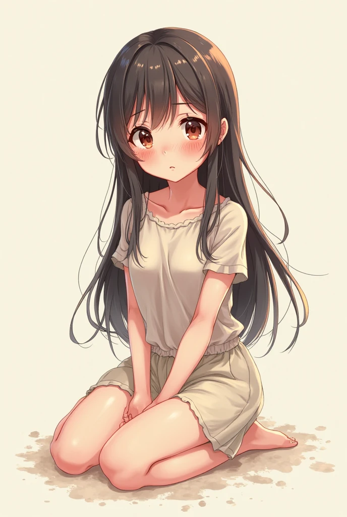 Full body view anime girl thinking