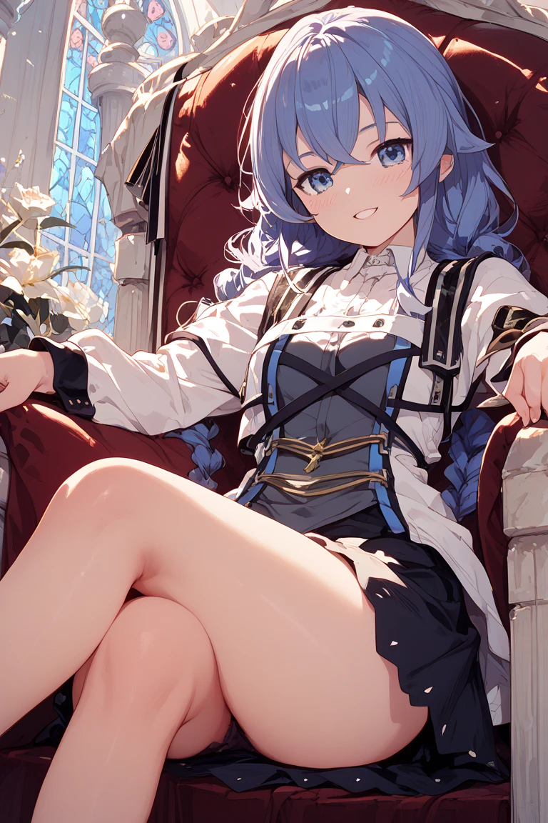 (masterpiece),best quality, expressive eyes, perfect face,w sitting, w sitting on ground, legs on ground, 1girl,
big breast, H-cup, good breast,Focalors, crossing arms, beautiful, gorgeous