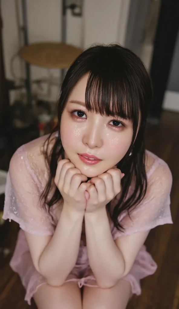 (Realistic:1.3、Ultra HD、Ultra-high resolution、8K、Japanese Housewife、寝室でBlowjobチオをするMature Woman:1.5、At the bed)、((Look Viewer:1.8))、(Extremely realistic skin texture:1.4)、(Realistic:1.3)、short hair、((Embarrassed expression:1.5))、48-year-old woman、Mature Woman、Ponytail Hairstyles、(Brown eyes:1.3)、(Face close-up:1.38)、(Sweaty:1.2)、(Nipplesを見せる)、((衣服から突き出たNipples,))、dress、美しいNipples、Nipples、(Shooting from the side:1.1)、Drooling、((Blowjobチオ:1.6、Blowjob、Cum in mouth、Bukkake))