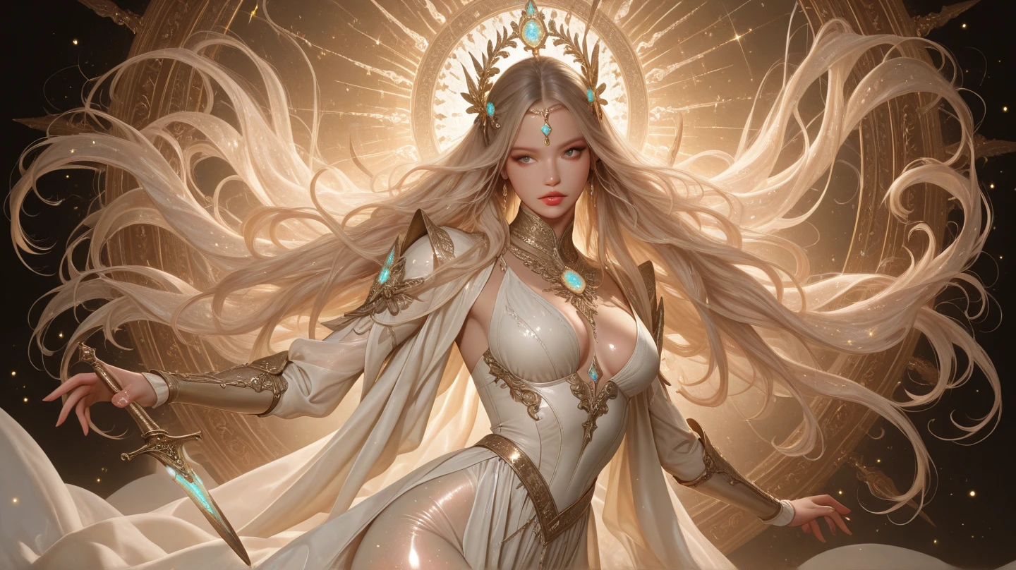 check_9, check_8, check_7_superior, Magnificent View, 女の子1 person, 1 person, Blonde Goddess, Perfect white hair girl, Glowing White Skin, Beautiful Goddess, Highly detailed goddess shot, Highly detailed art gems, Beautifully detailed body and face, In the style of Urop, Beautiful blonde girl, , Like ArtJam, Fine and soft