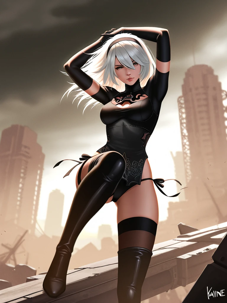 realistic, 1girl, back, buttocks, white hair, purple eyes, crop top, short skirt (black), parted lips, blush, sun, sunlight,