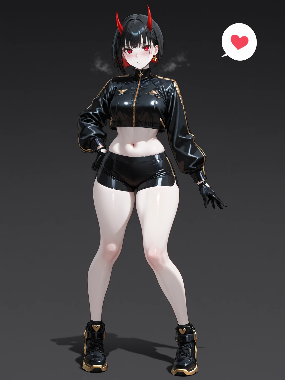 masterpiece, best quality, ultra detailed, 1girl, dark skin, twin tails, thighhighs, (micro short shorts), micro bikini, full body, jacket over, 