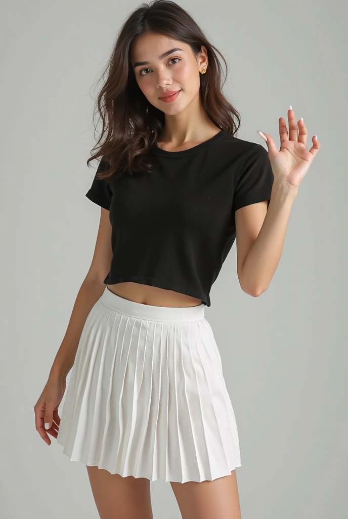 Araped woman posing for photo in skirt and t-shirt, Wide skirt, Wearing a long fluent skirt, Long Skirt, High-waisted black skirt, skirt, Intricate hakama, Hakama Kimono, official dior editorial, transparent gray skirts, with a thin waist, wearing hakama, gray skirt, layered skirt, Midi skirt