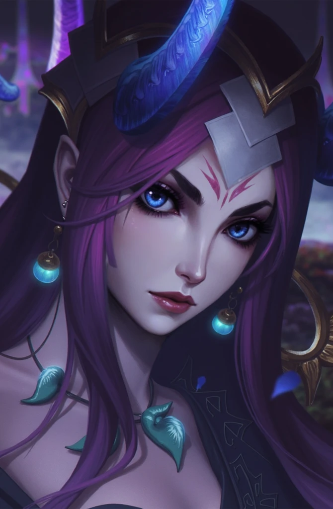 masterpiece, best quality, dragon girl, purple skin, face portrait, beautiful, Shyvana, double braids, purple skin, face close-up, no helmet, face focus, facial dragon scales