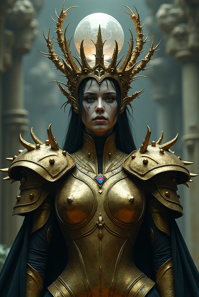 Giant style by Greg Rutkowski, Artgerm, oops, Alphonse, Beeple and Caravaggio, Sisal lapidar, decorated with magic crystals., Heidelberg School, f/5, Multidimensional . magic, evil, fantastic, fутуристический, demonic, Grunge style, highly detailed . huge, high, strong, Beautiful, Fresh, detailed, ultra detailed, difficult