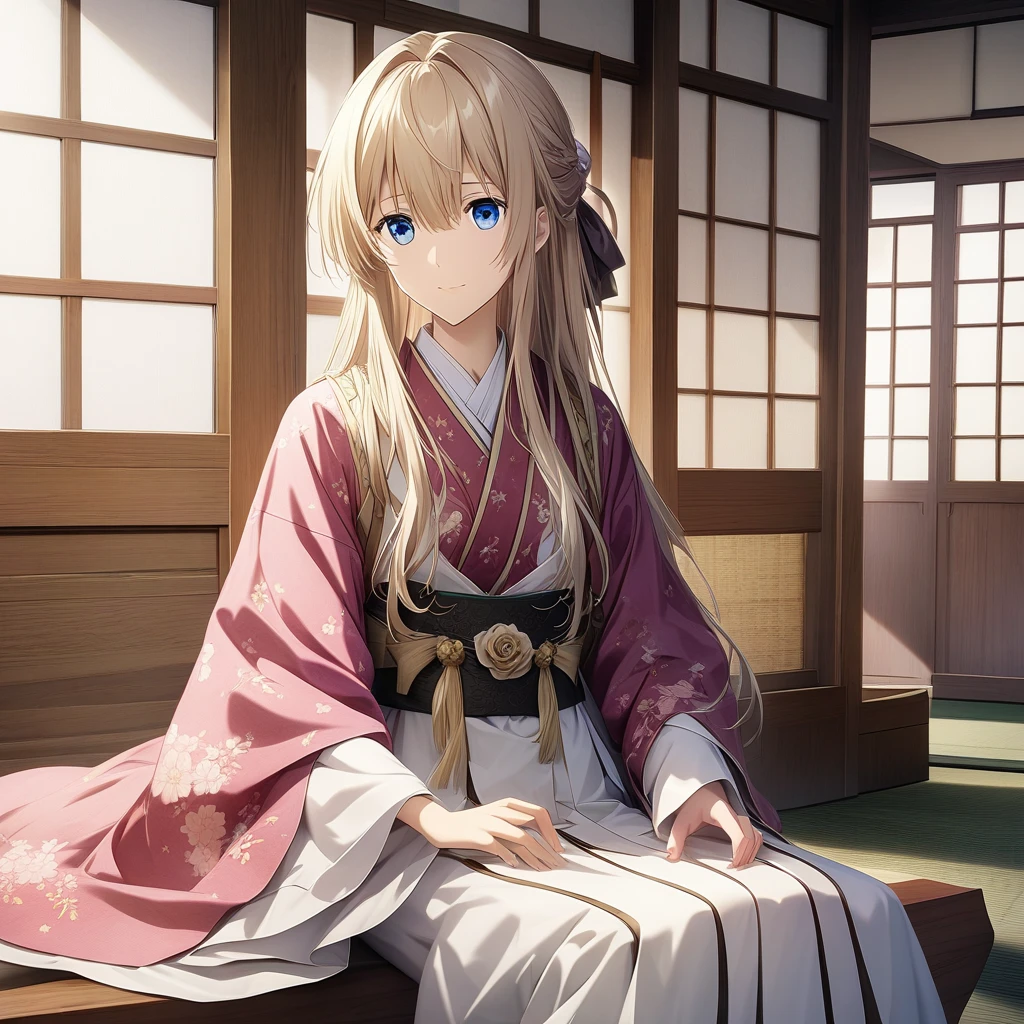 最高品質, 高解像度, Anime-style Violet Evergarden-style light yellow base with white twelve-layered kimono, goddess, sitting upright in a tatami room, dazzling smile, Japanese-style room sparkling effect, 4k, high quality,とても美的 , 高解像度, 完璧なディテール , 1ミディアム, 長い髪,Anime-style Rose of Versailles, Oscar-style, beautiful captain of the guard, outfit, white with red pattern uniform, Eye-catching style Anime style Eye-catching style Anime style Violet Evergarden Style (masterpiece), super beautiful, shiny long straight hair (high quality), (beautifully detailed face), (beautifully detailed eyes)), (beautifully beautiful hands), (high definition CG)), ((8k_wallpaper)), beautiful hands, まばゆい笑顔一人はフレンチスタイルの三つ編み, 高いディテール,