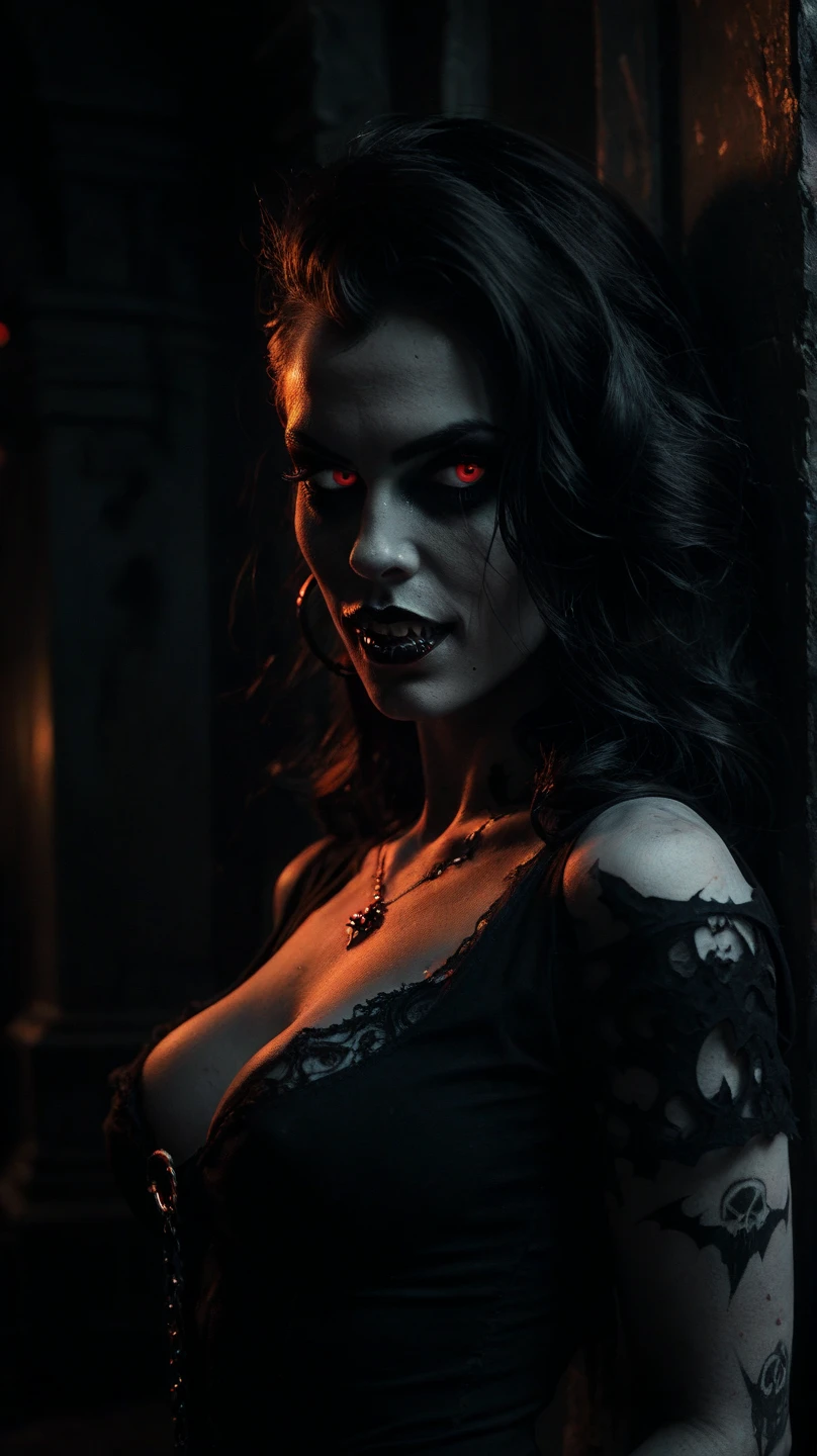 a terrifying mental image of a female figure of pure evil, immersed in a hideous, hellish environment, appearance with grotesque features and sinister deformities that evoke instant horror, glowing eyes, contorted skin, dark attire that exude an evil aura, environment around as a hellscape, distorted shadows, agonizing, obscure, terrifying nightmare, capturing all of the viewer's senses and leaving a lasting impression of horror, evil female figure in a obscure place coming from hell, nightmare, fiend, demonic presence